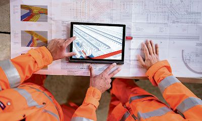 Digitalisierung auf der SBB-Baustelle des Bözbergtunnels im September 2019.